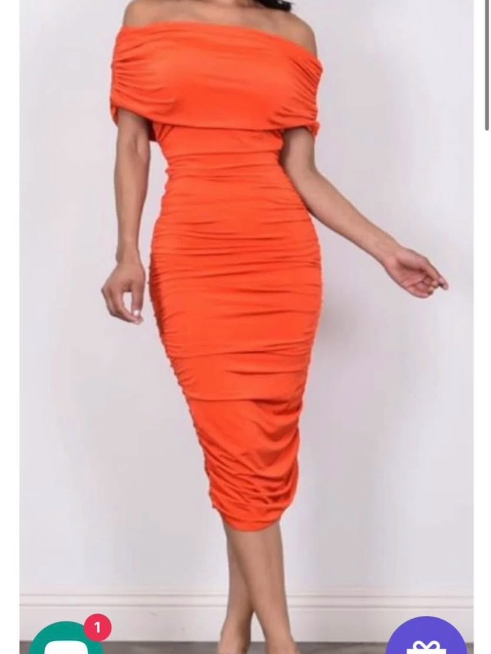Orange Off-Shoulder Dress